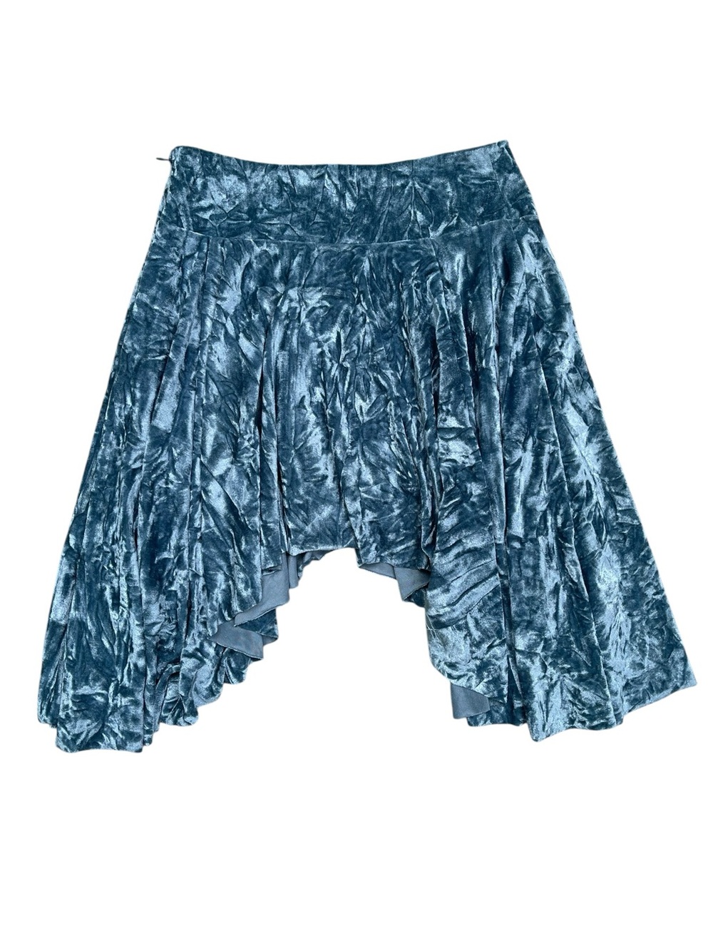 Silence + Noise Blue Crushed Velvet Handkerchief Skirt Medium Festival Boho - Picture 5 of 5